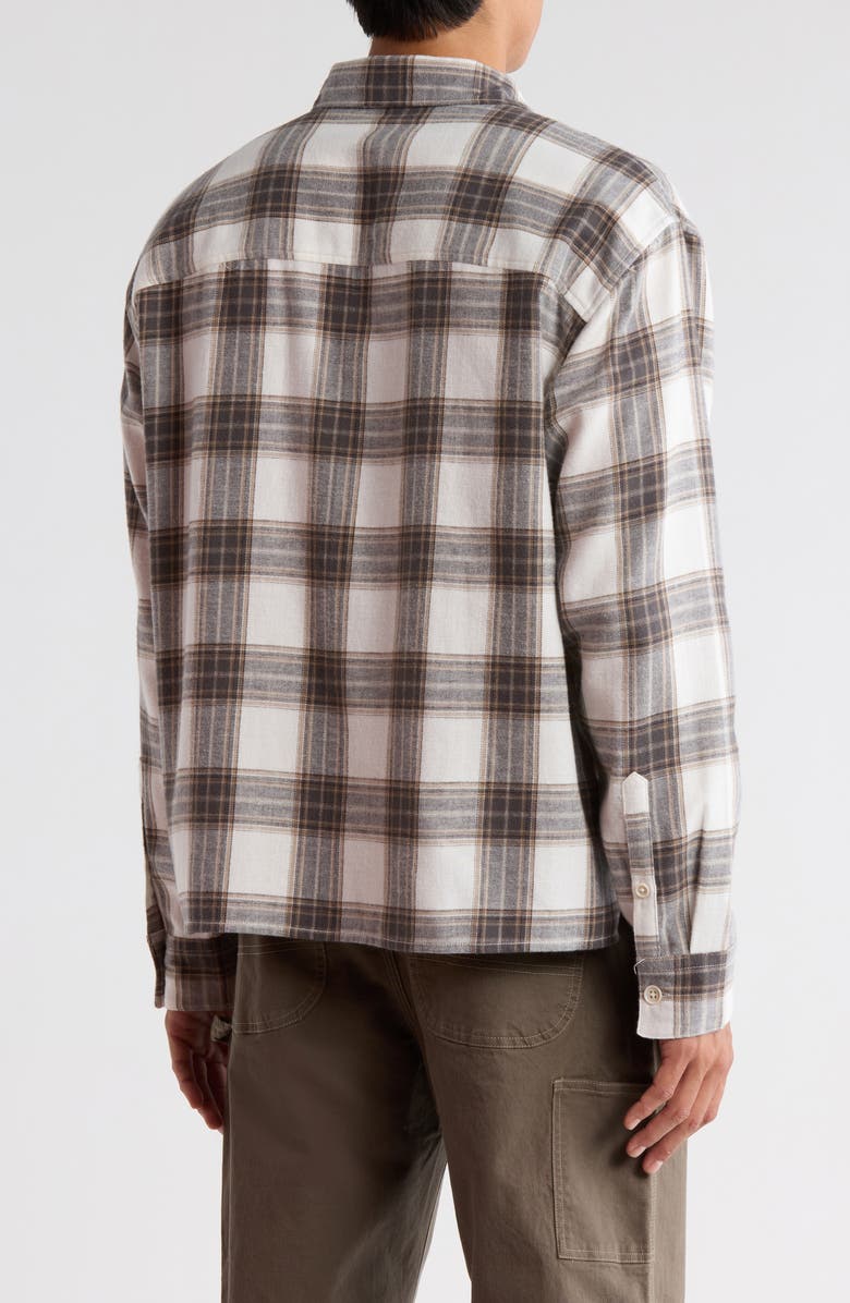 BP. Check Boxy Cotton Flannel Button-Up Shirt, Alternate, color, Ivory Brody Plaid