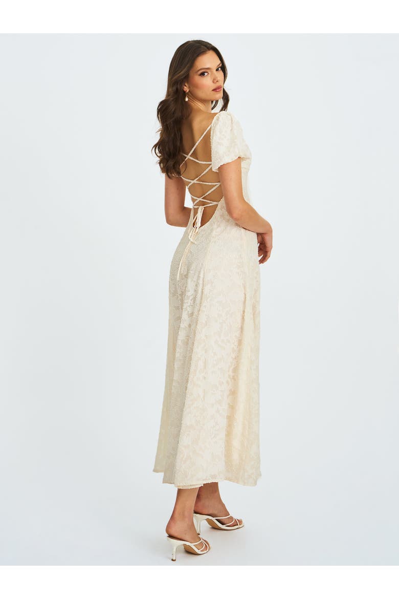 Pandora Bubble Sleeve Backless Maxi Dress, Alternate, color, White
