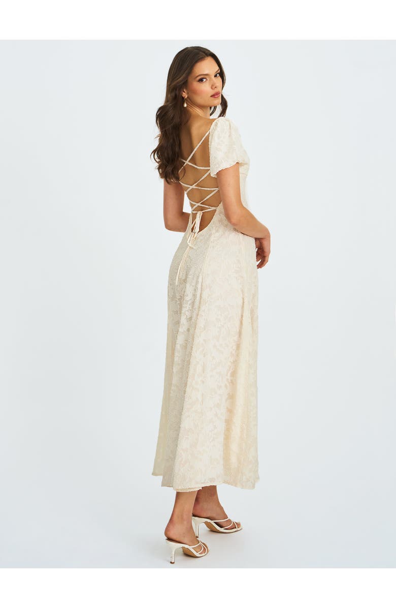 Miss Circle Pandora Bubble Sleeve Backless Maxi Dress, Alternate, color, White