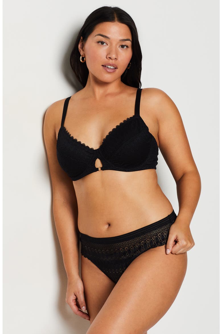 Gravure Underwire Minimizer Demi Bra, Alternate, color, BLACK