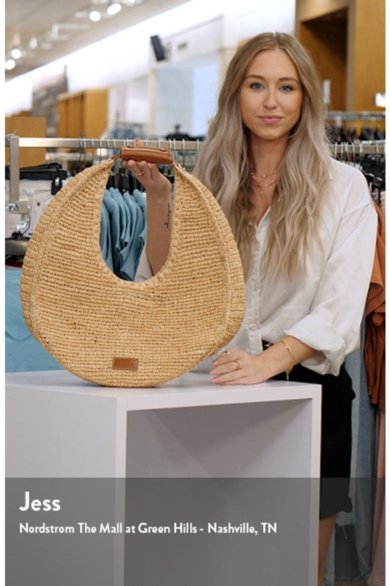 Large Raffia Moon Shoulder Bag video
