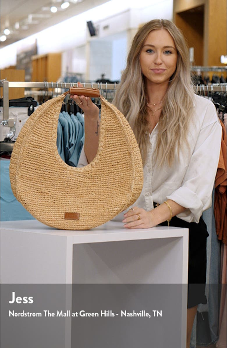 Large Raffia Moon Shoulder Bag, sales video thumbnail