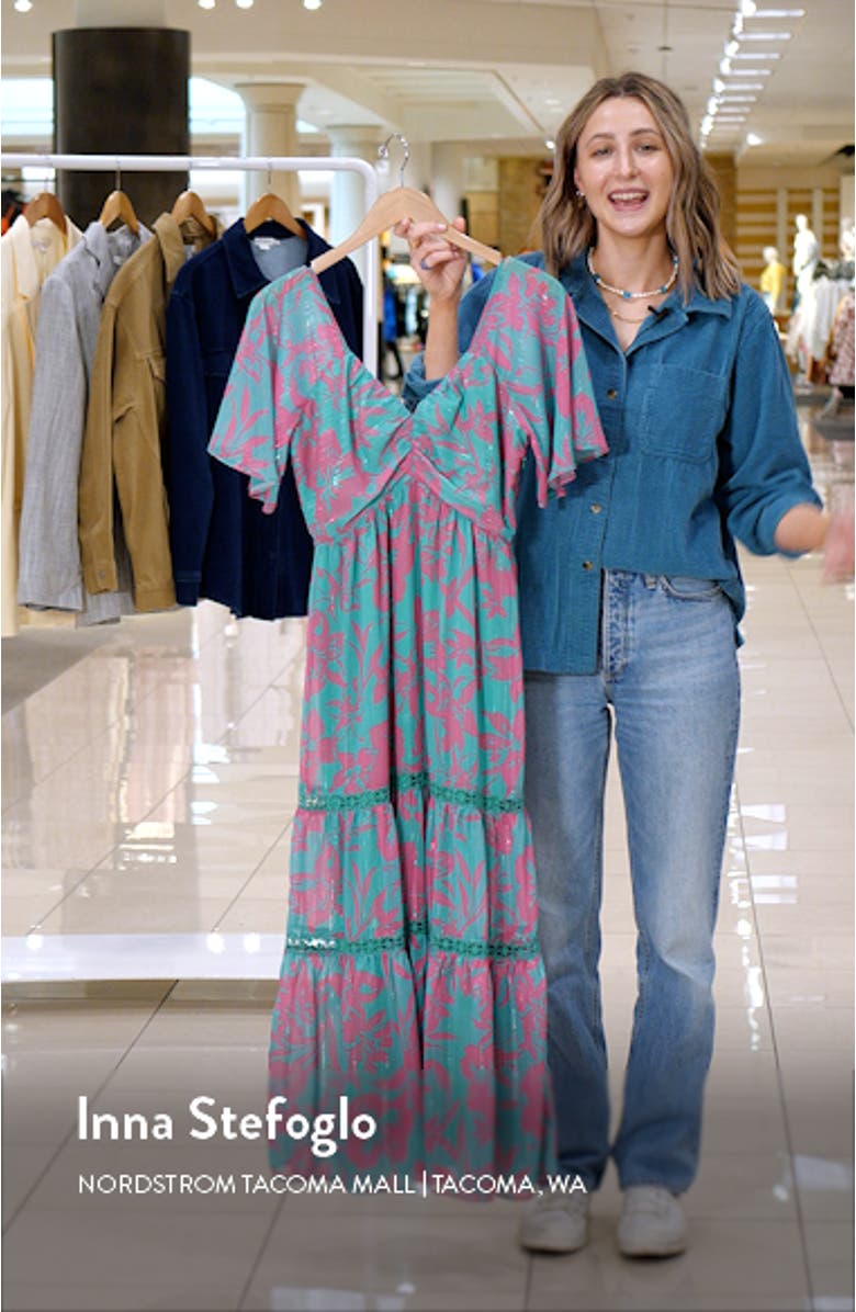 Katia Metallic Flutter Sleeve Tiered Sundress, sales video thumbnail