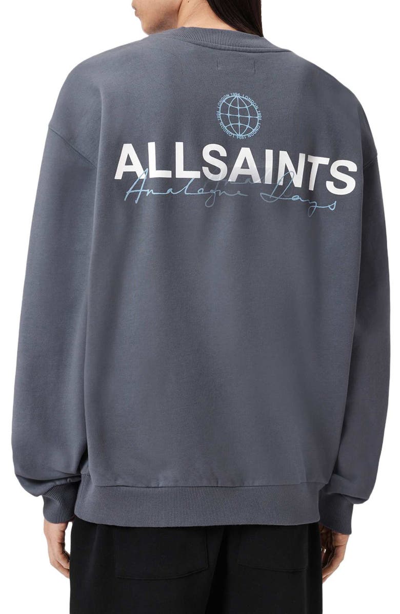AllSaints Emblem Graphic Sweatshirt, Alternate, color, Slatewash Blue