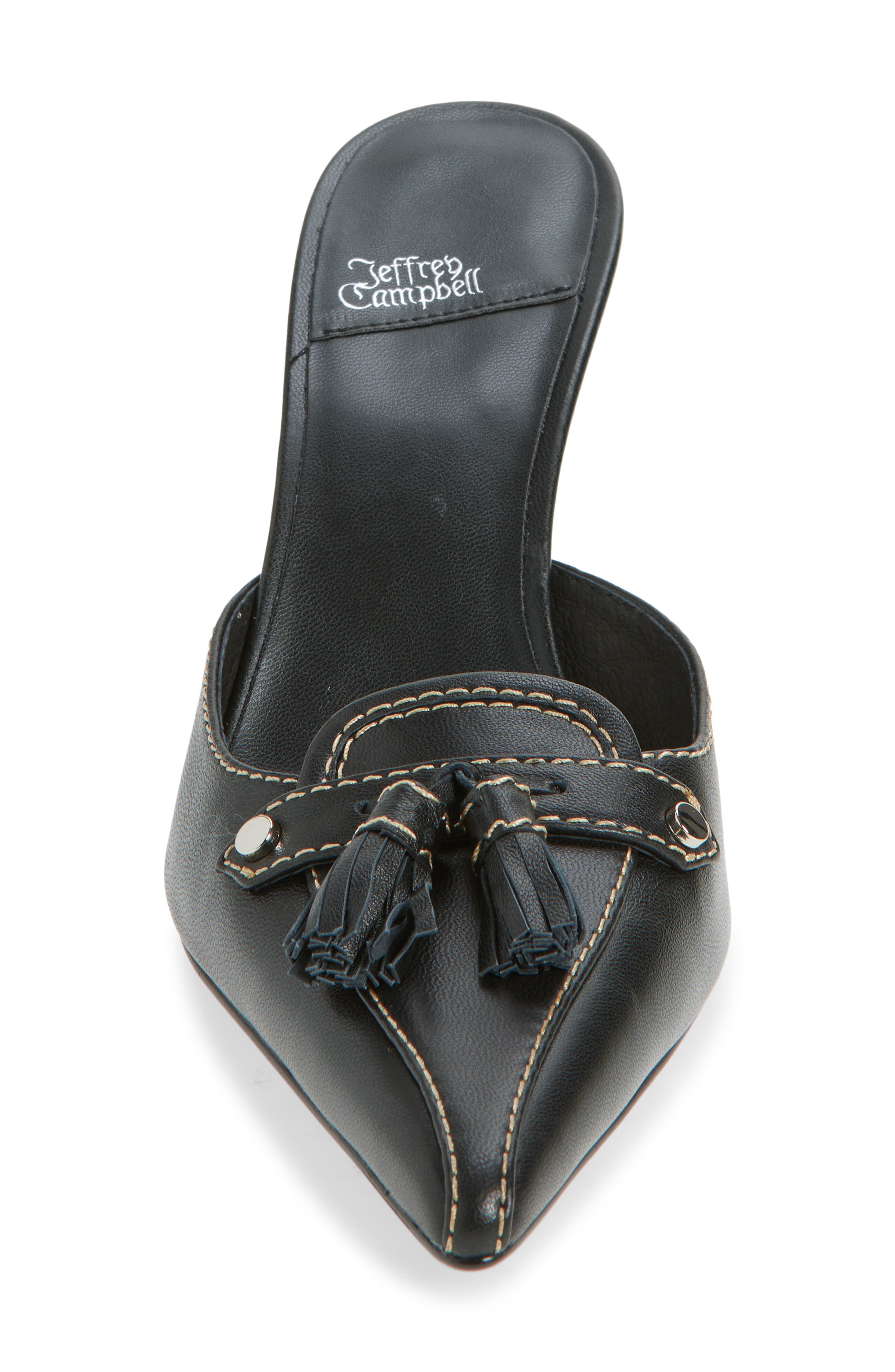 Jeffrey Campbell Claypool Pointed Toe Tassel Loafer Mule, Alternate, color, Black