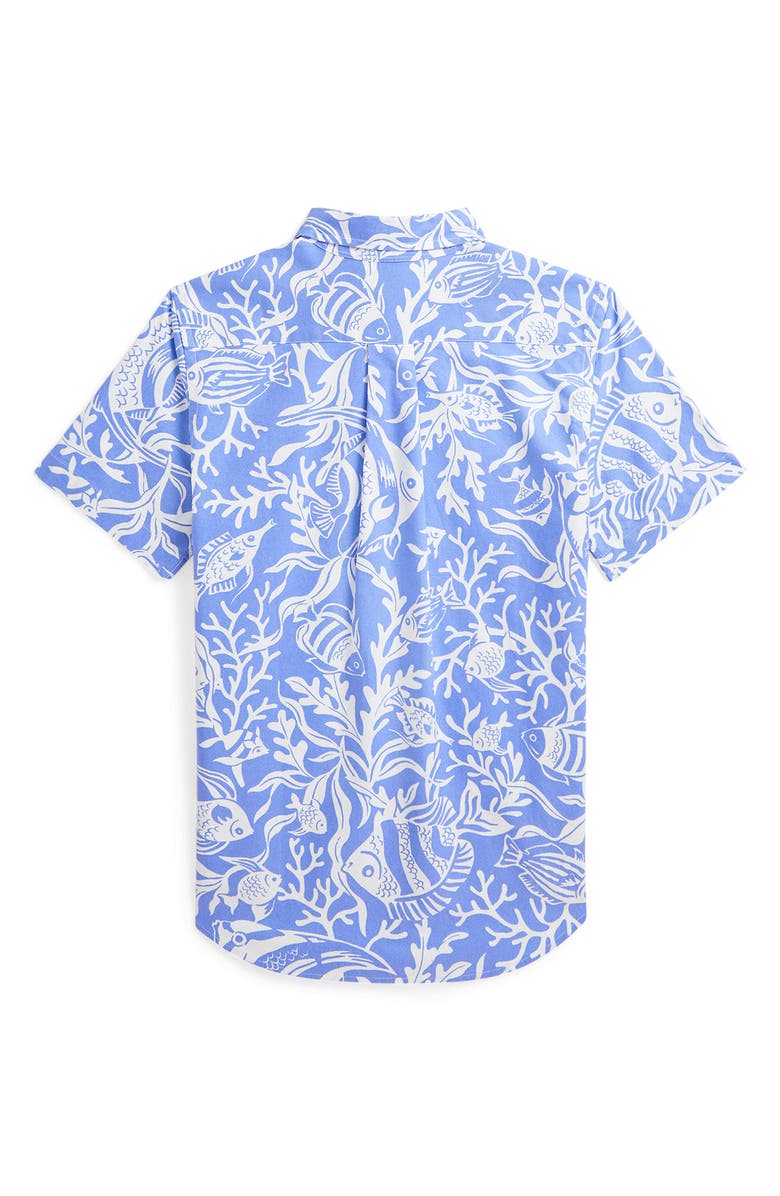 Polo Ralph Lauren Kids' Tropical Fish Print Short Sleeve Cotton Button-Down Shirt, Alternate, color,