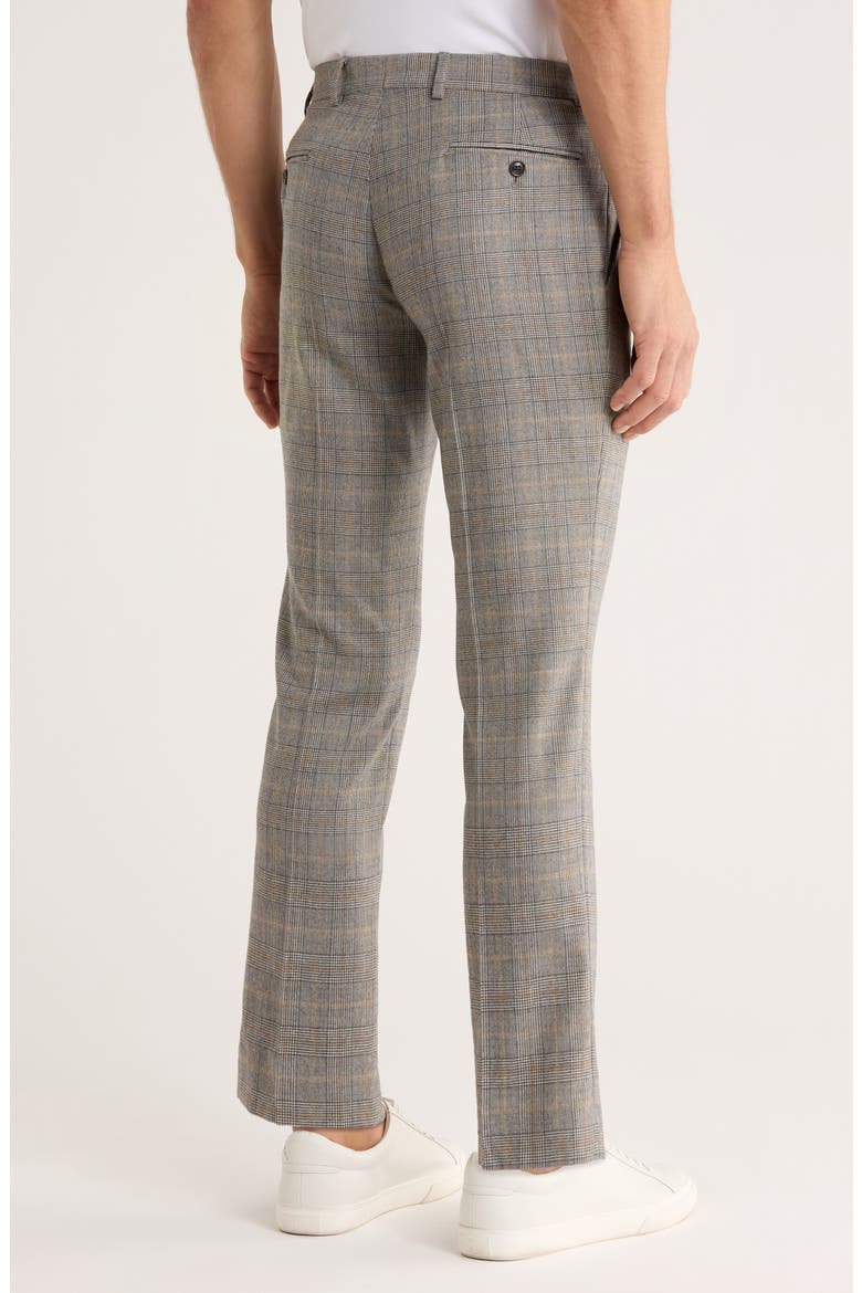 Plaid Flat Front Wool Pants, Alternate, color, GREY/ CAMEL PLAID