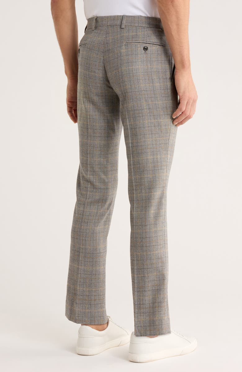 Tommy Hilfiger Plaid Flat Front Wool Pants, Alternate, color, Grey/ Camel Plaid