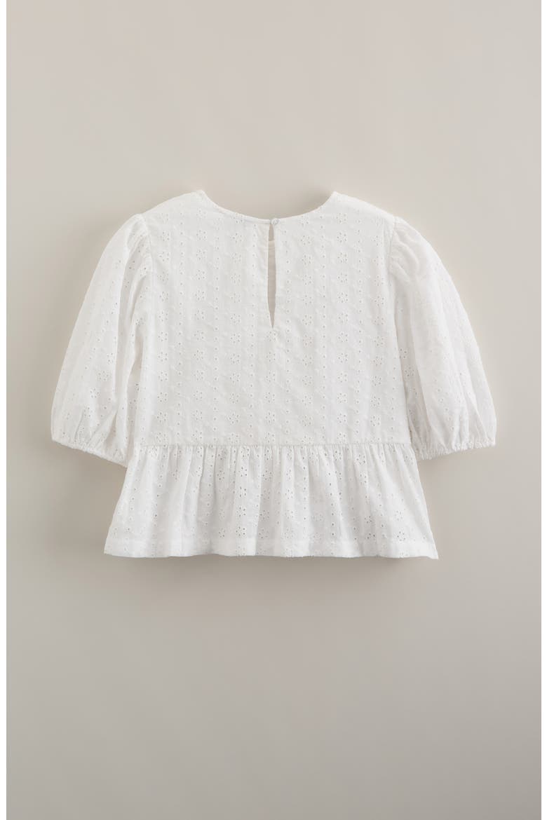 Kids' Bow Front Cotton Broderie Anglaise Top, Alternate, color, WHITE