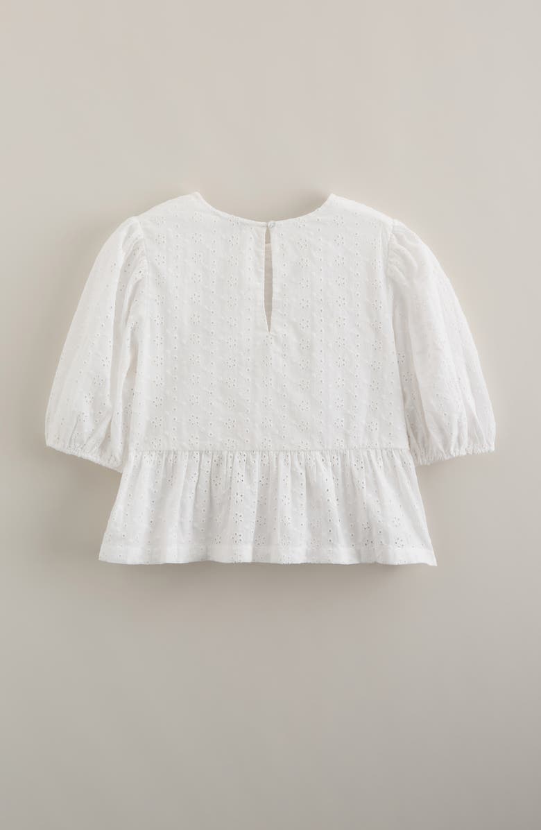Nordstrom Kids' Bow Front Cotton Broderie Anglaise Top, Alternate, color, White