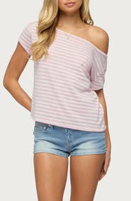 EDIKTED Chanelle Stripe One-Shoulder Top