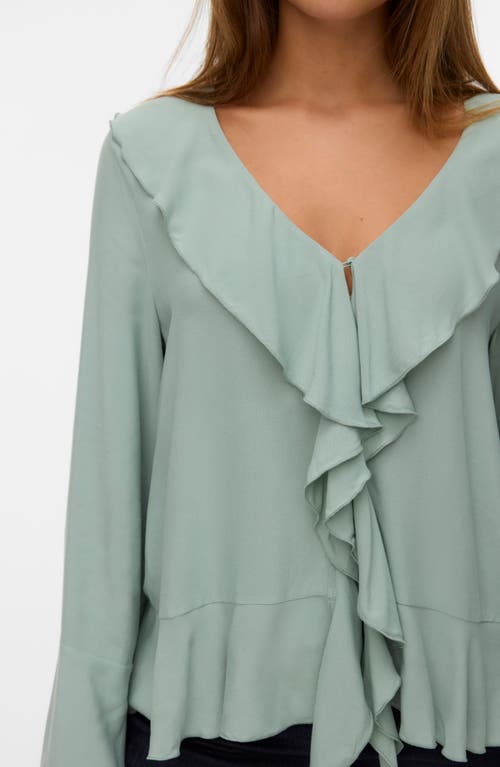 Vero Moda Merry Ruffle Frill Top In Green