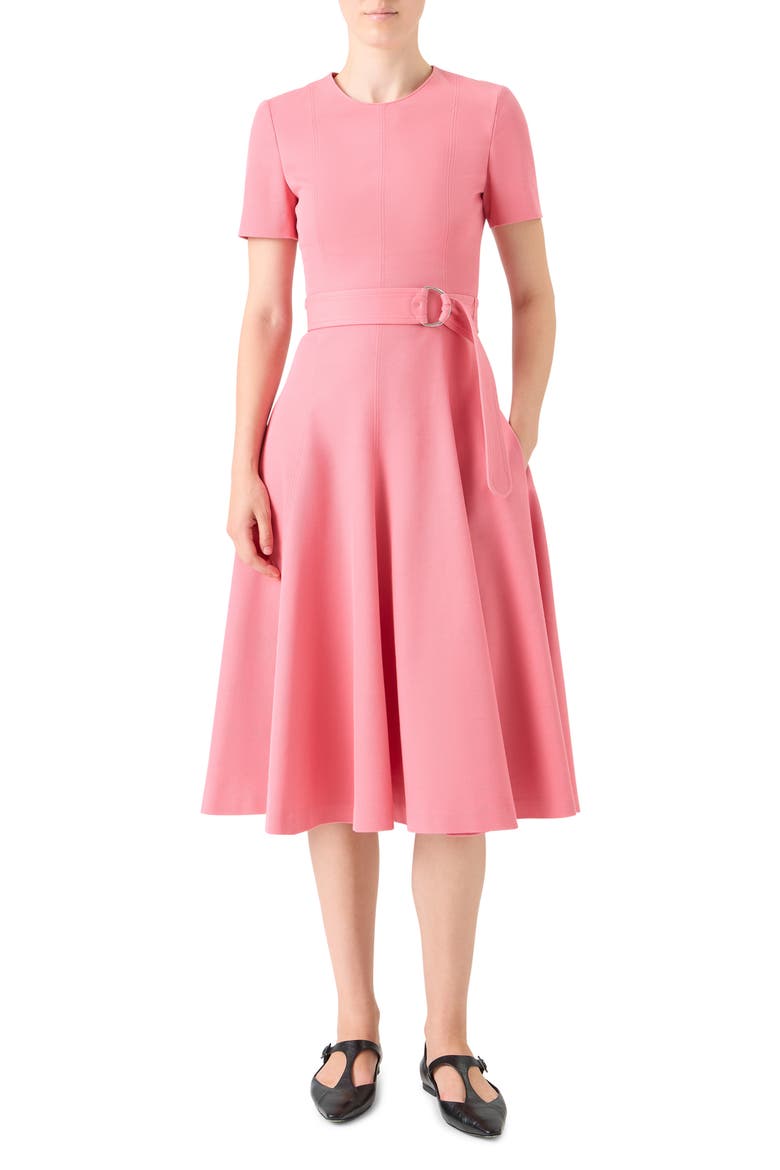 Cotton Blend Belted A-Line Dress, Main, color, BLUSH