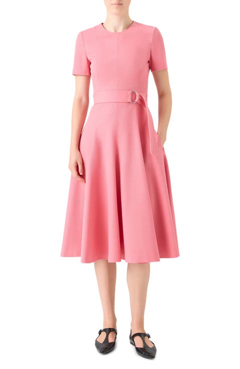 Cotton Blend Belted A-Line Dress