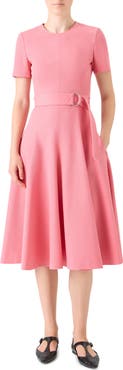 Akris punto Cotton Blend Belted A-Line Dress