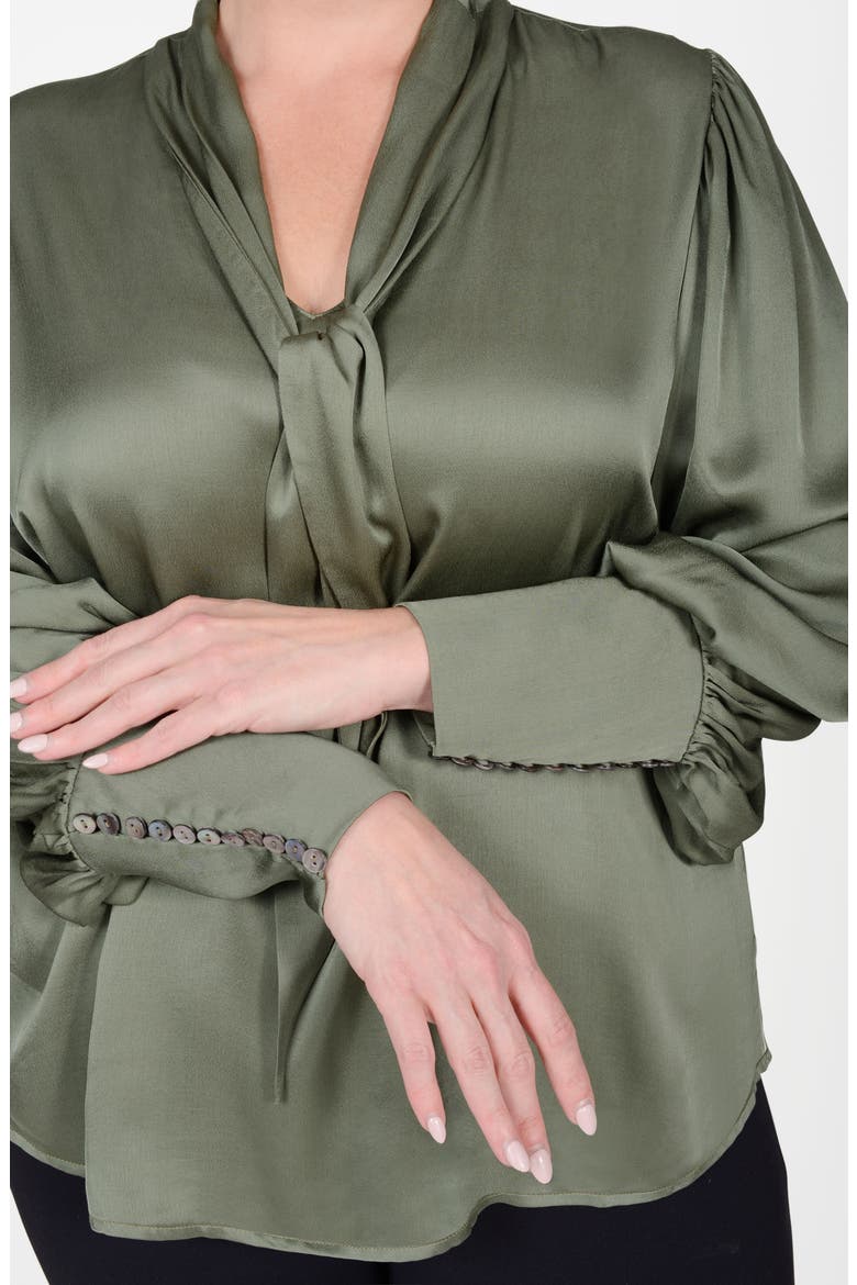 Mia Convertible Scarf Neck Blouse, Alternate, color, OLIVE