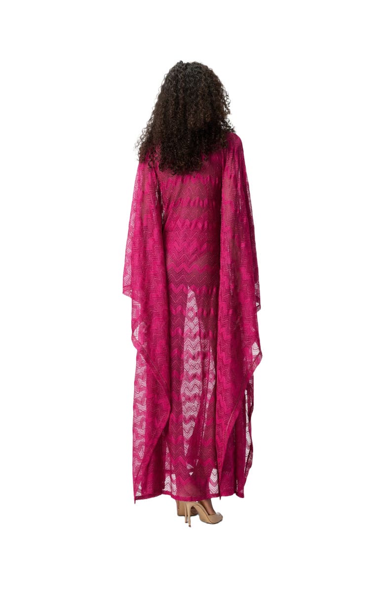 Missoni Long Cover-up Caftan In Zigzag Lamé Viscose, Alternate, color, Purple