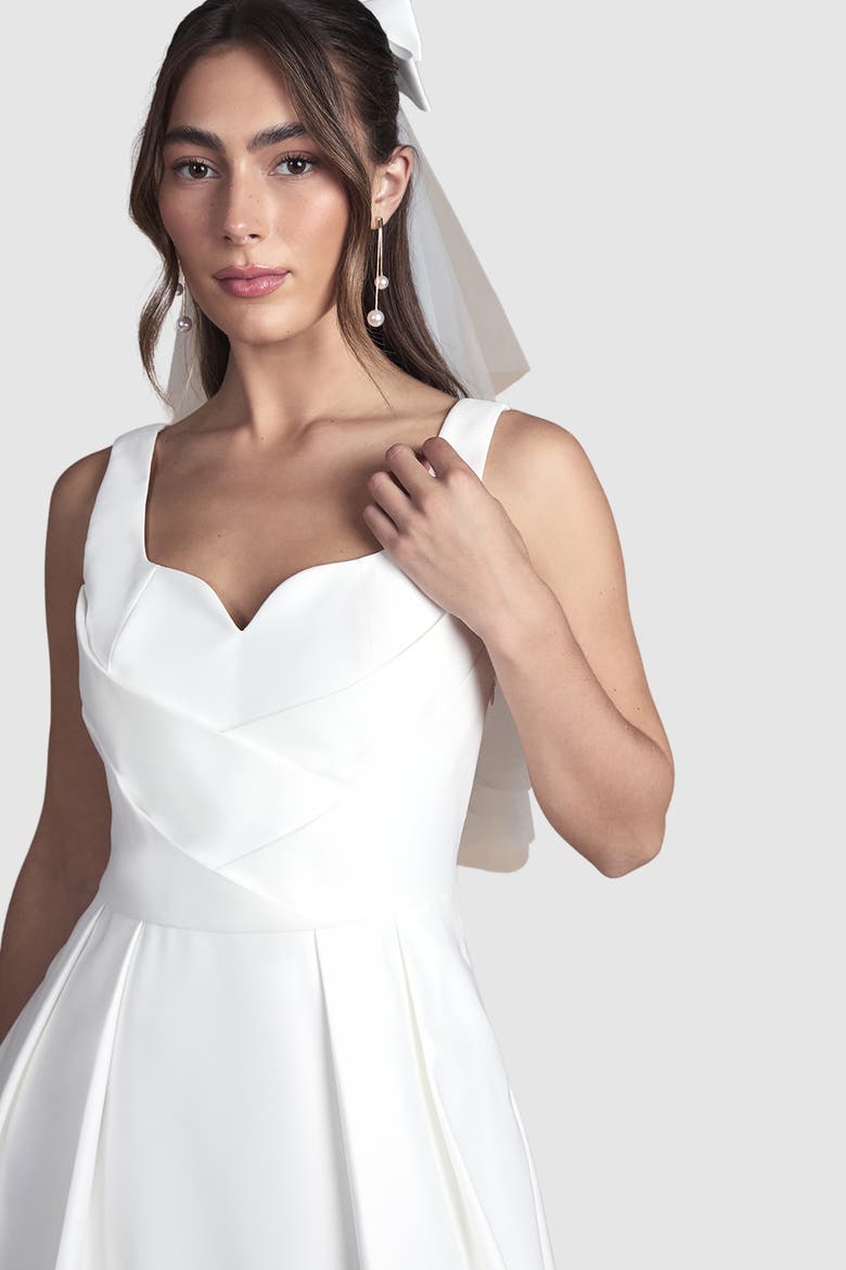 Pleated Satin Maxi Dress, Alternate, color, Ivory