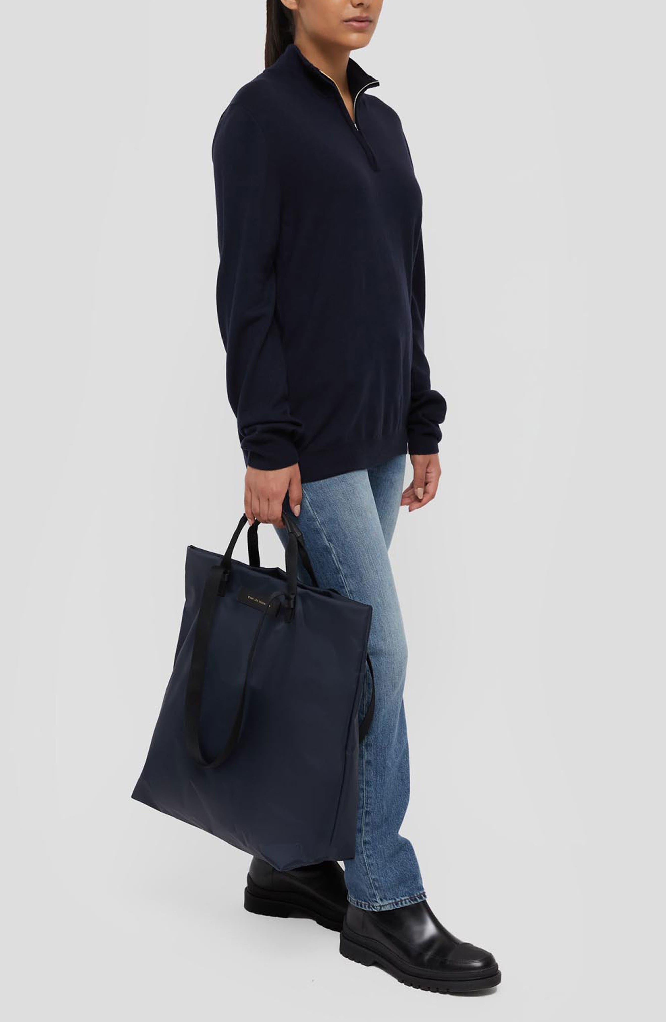 WANT Les Essentiels Dayton XL Shopper Tote, Alternate, color, Navy Nylon/ Black