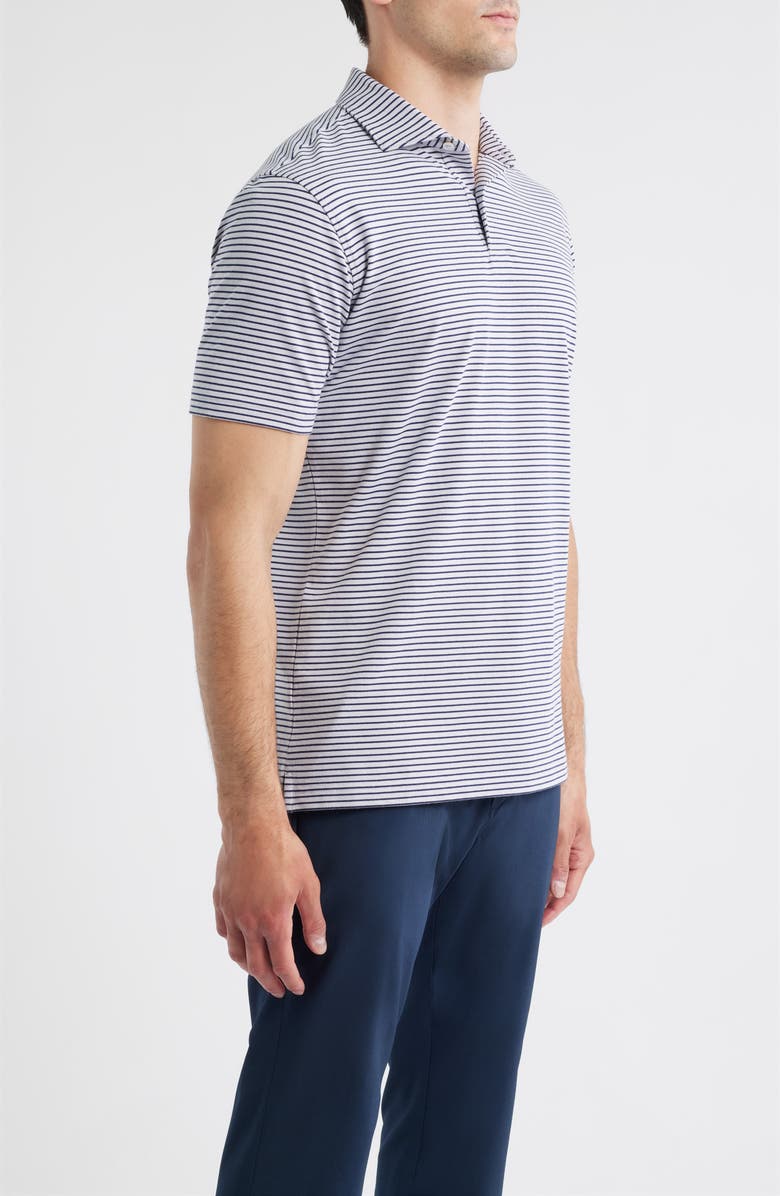 Peter Millar Crown Crafted Albatross Stripe Pima Cotton Blend Polo, Alternate, color, Gale Grey