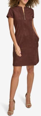 Kensie Faux Suede Shirtdress