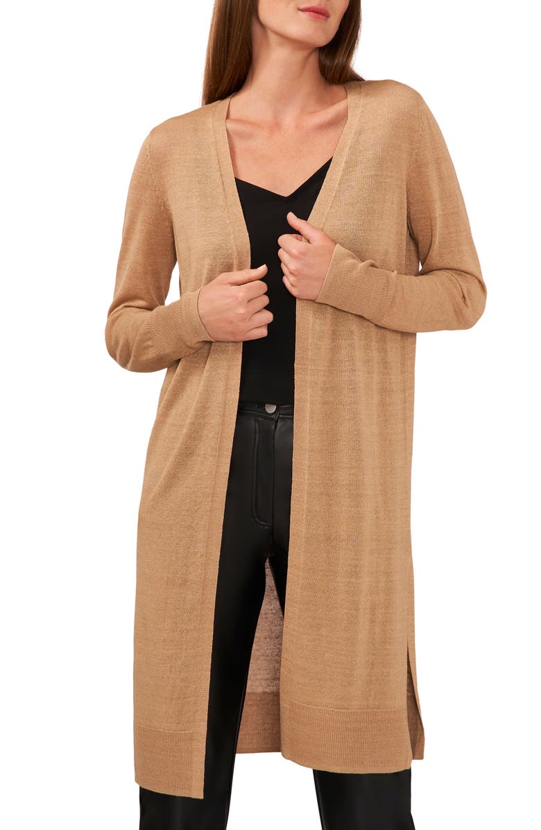 Halogen<sup>®</sup> Split Side Linen Blend Long Cardigan, Main, color, 