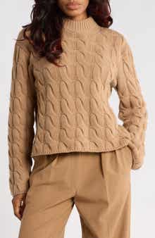 Wool Blend Cable Knit Pullover Sweater