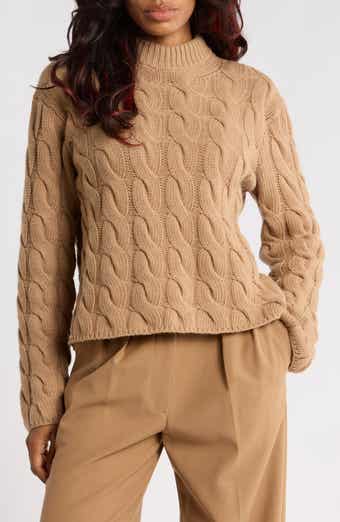 Wool Blend Cable Knit Pullover Sweater