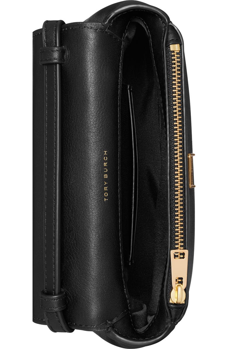 Tory Burch Charlie Leather Top Handle Bag, Alternate, color, Black