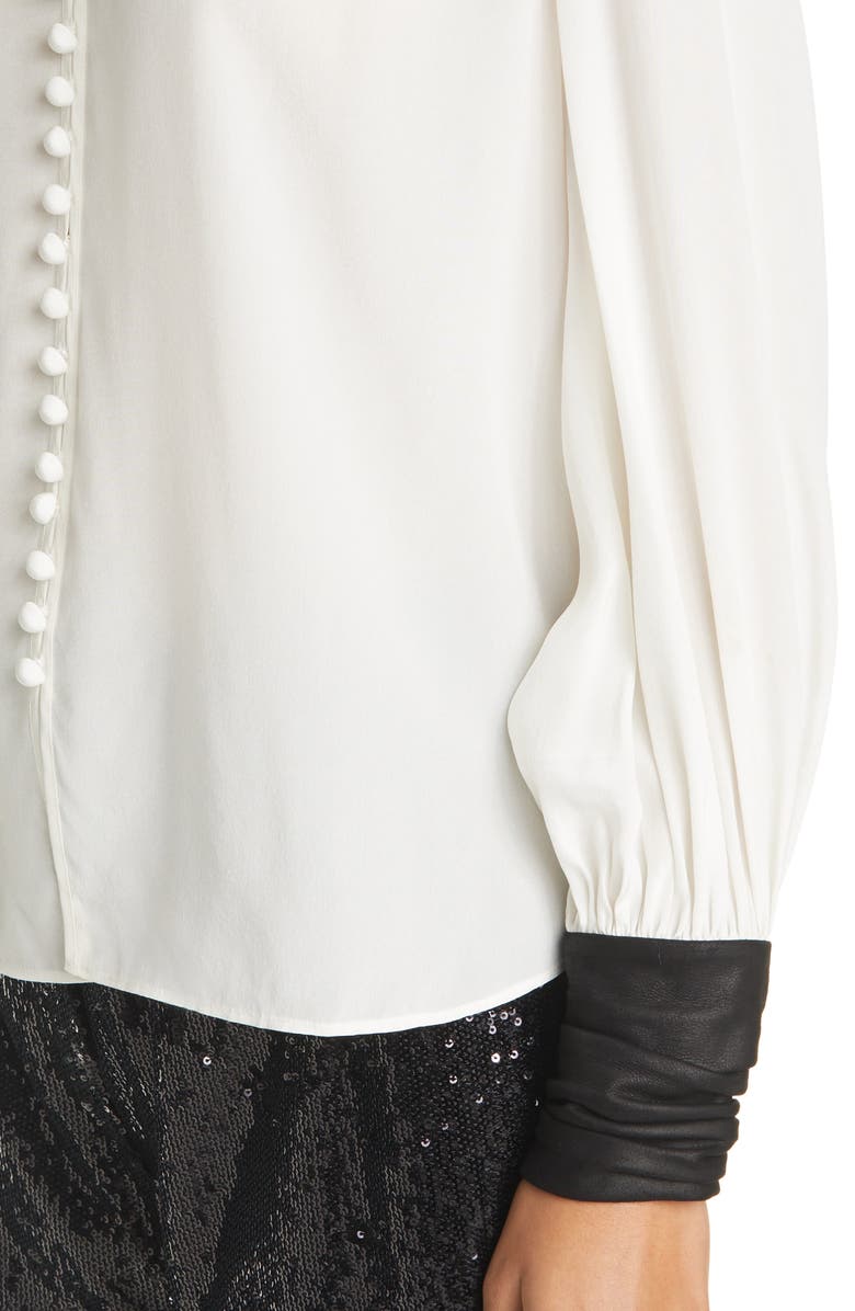 Cinq à Sept Zip Cuff Silk Blouse, Alternate, color, 
