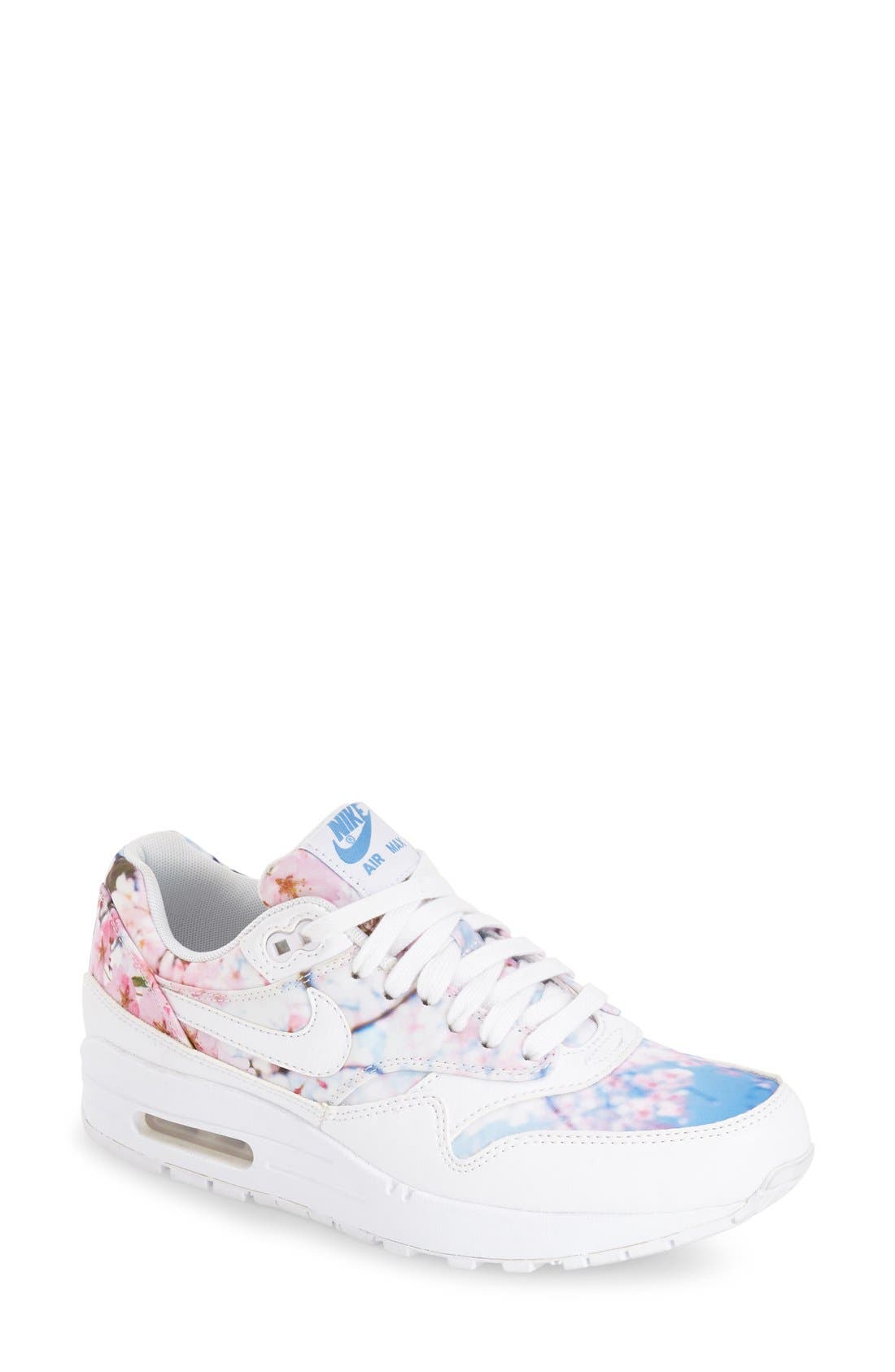 'Air Max 1 Jacquard' Sneaker, Main, color, WHITE/ BLUE