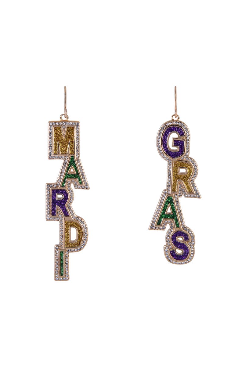 Hallmark Mardi Gras Linear Earrings, Alternate, color, Purple