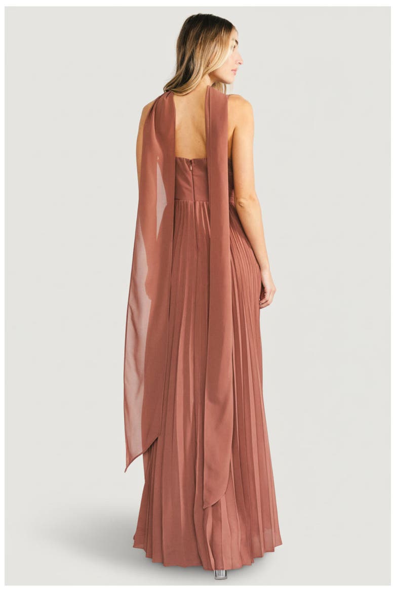 Georgina Pleated Maxi Dress, Alternate, color, Rosy Brown