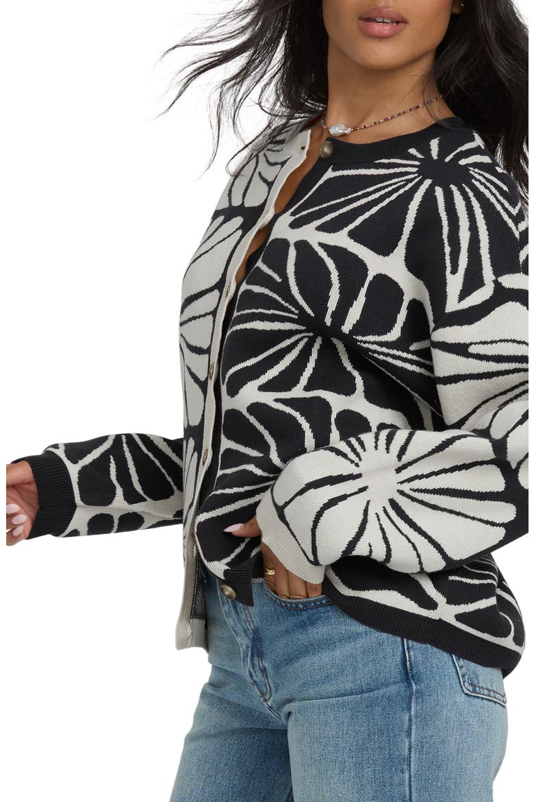 Overheated Colorblock Cotton Blend Cardigan, Alternate, color, BLACK SANDS