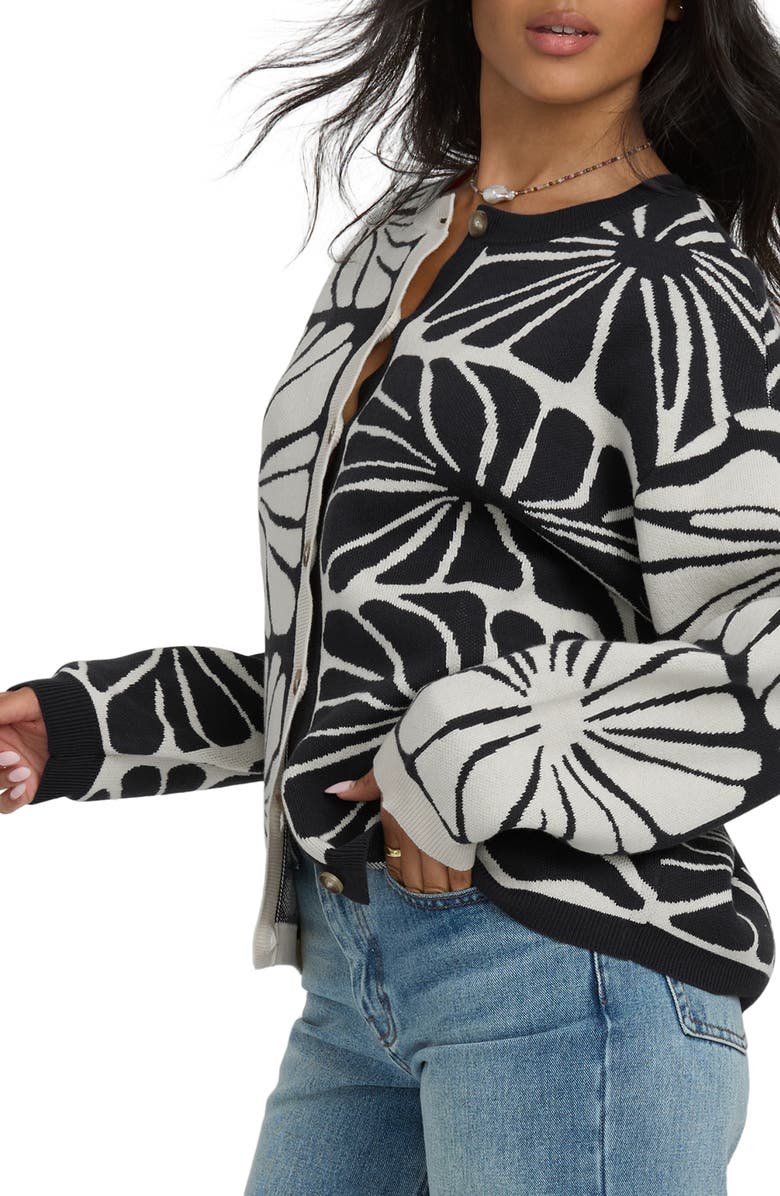 Billabong Overheated Colorblock Cotton Blend Cardigan, Alternate, color, Black Sands