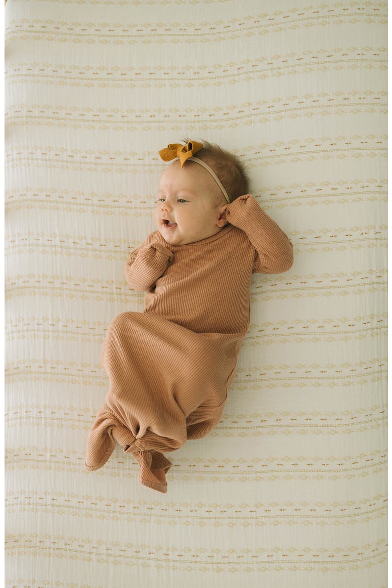 Cotton Muslin Crib Sheet, Alternate, color, GOLD DIAMOND STRIPE