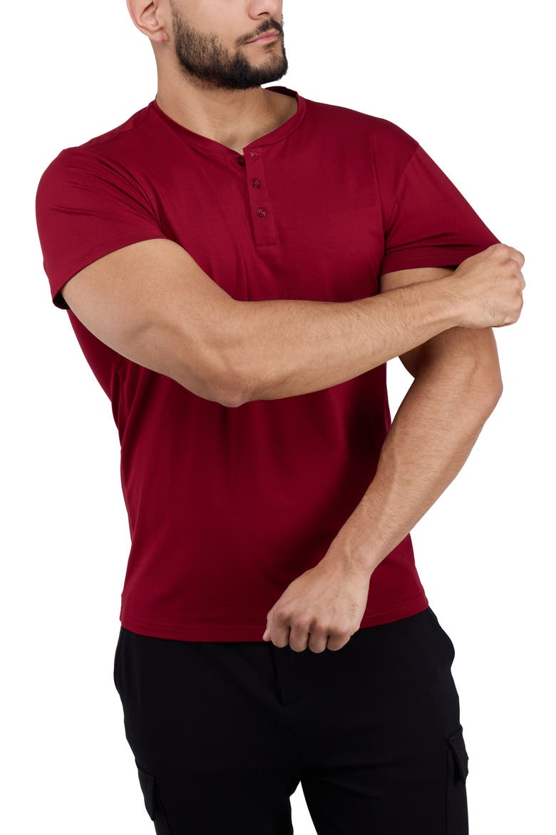Short Sleeve Henley, Alternate, color, BURGUNDY