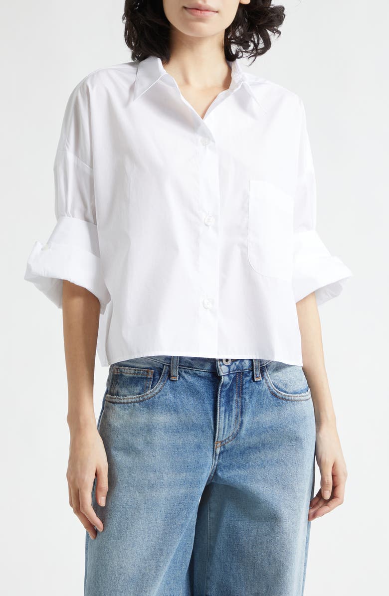 TWP Next Ex Crop Button-Up Shirt, Main, color, White