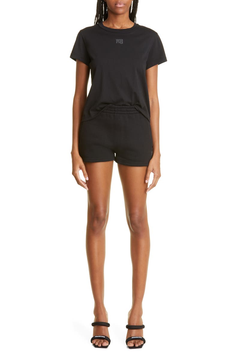 Women's Shrunken Cotton Logo Tee, Alternate, color, BLACK