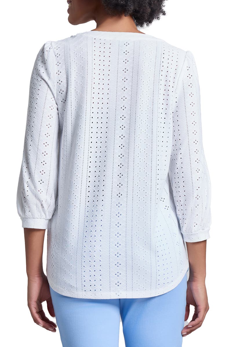 Jones New York Quarter Sleeve Eyelet Top, Alternate, color, 