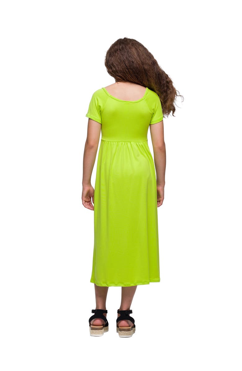 24sevenKid Short Sleeve Pleated Maxi Dress, Alternate, color, Lime