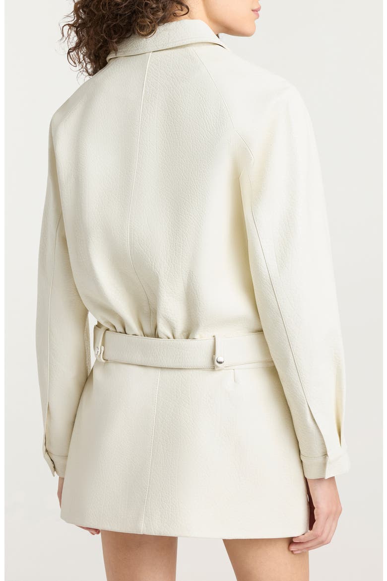Saffira Belted Faux Leather Jacket, Alternate, color, IVORY