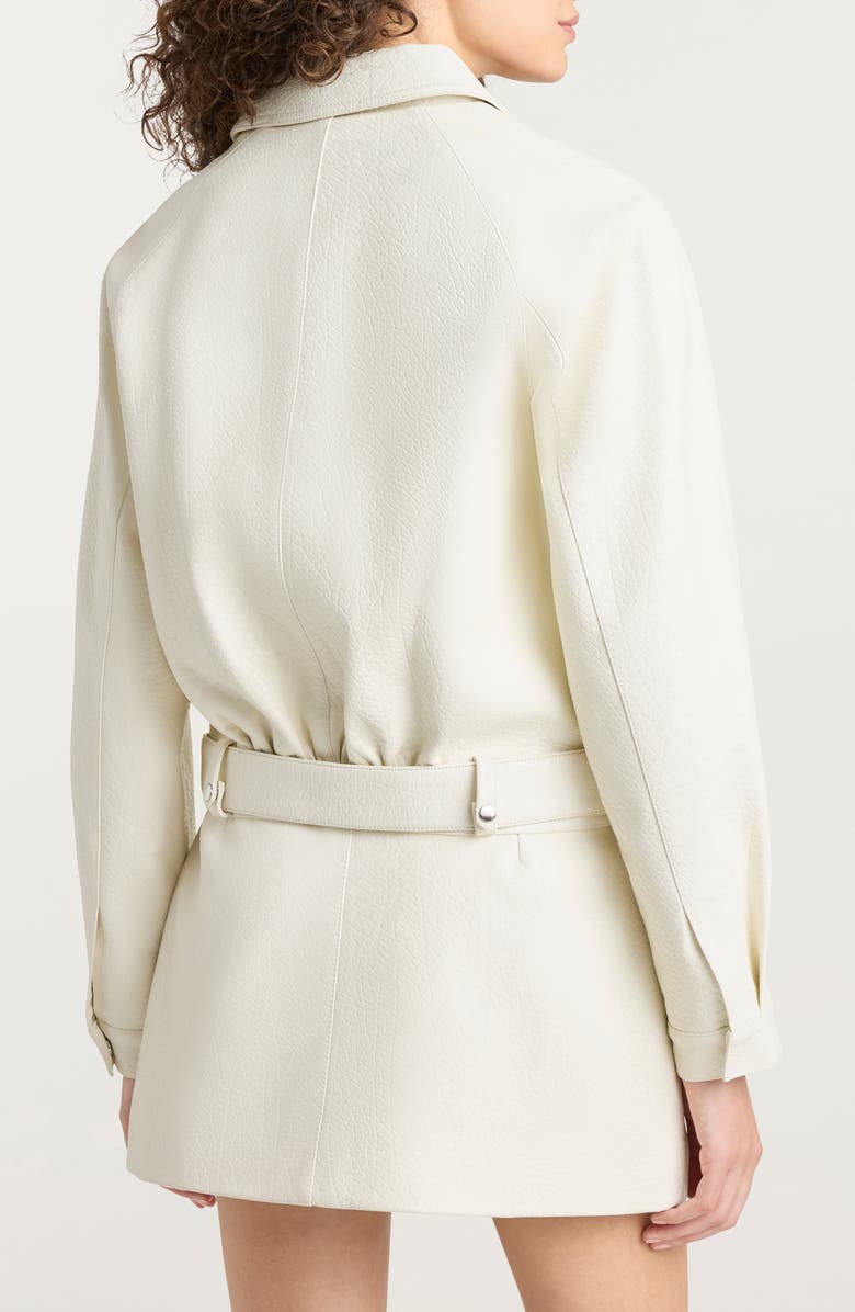 Cinq à Sept Saffira Belted Faux Leather Jacket, Alternate, color, Ivory