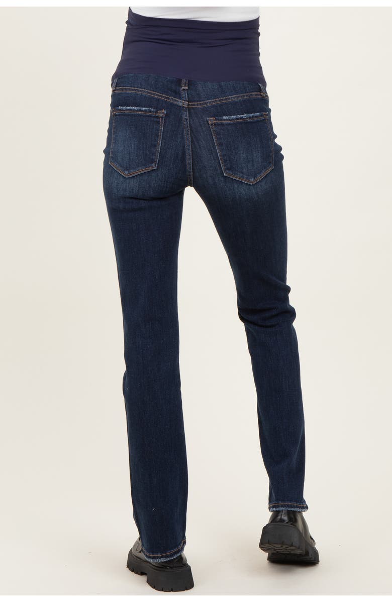 PinkBlush Distressed Hem Slim Straight Leg Maternity Jeans, Alternate, color, Navy Blue