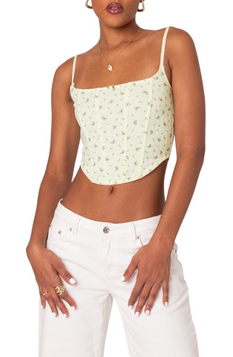 Rosey Print Pointelle Corset