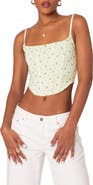 EDIKTED Rosey Print Pointelle Corset