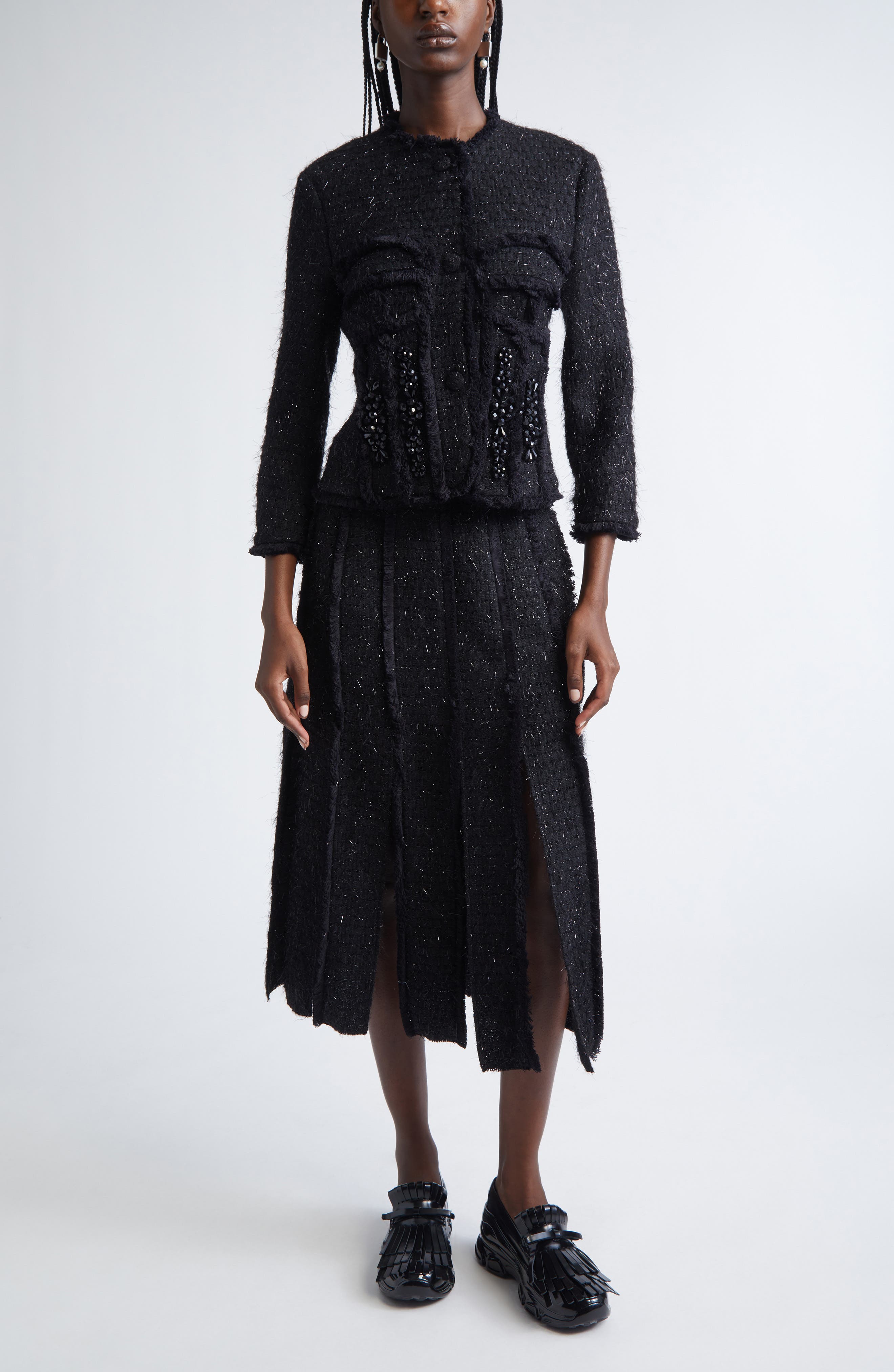 Simone Rocha Frayed Sculpted Bust Jacket (Women) | Nordstrom