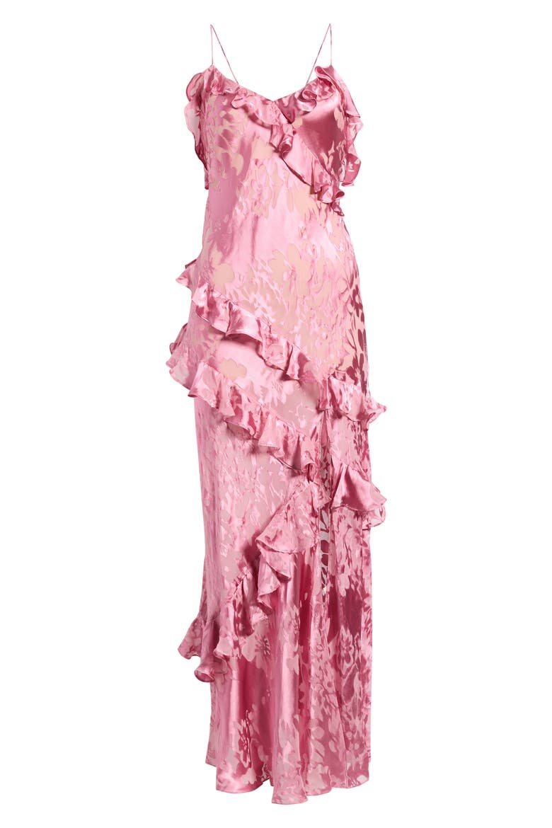 Dean Ruffle Sleeveless Satin Maxi Dress, Alternate, color, DUSTY ROSE