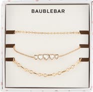 BaubleBar Layers of Love Set of 3 Crystal Heart & Chain Bracelets