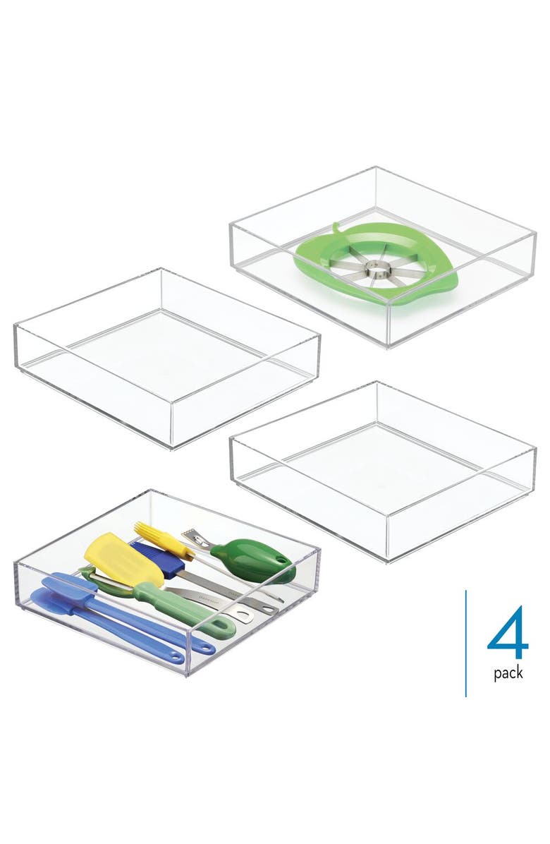 iDesign Plastic Makeup Drawer Organizer Tray - Set of 4 - Clear, Alternate, color, Clear